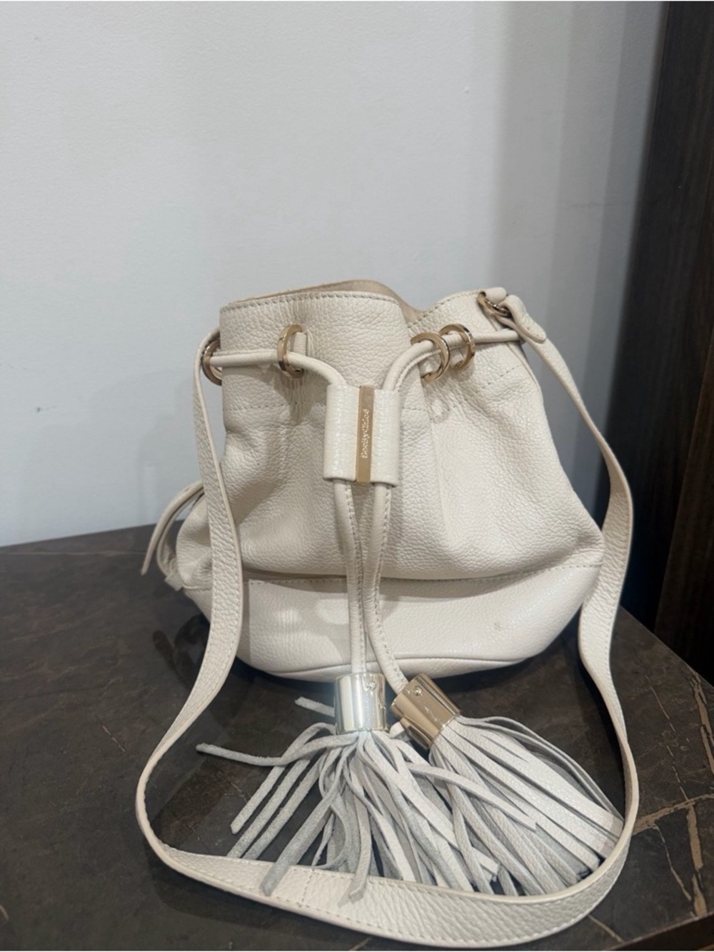 See By Chloe Cream Leather Drawstring Tassel Shoulder Bag